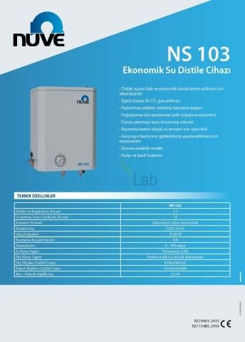 NÜVE NS 103 EKONOMİK SU DİSTİLE CİHAZI (SAF SU CİHAZI)