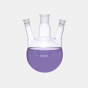 İSOLAB 030.39.901 balon - dibi yuvarlak - 3 boyunlu - yan dişi şilif - merkez boyun : NS 29/32 - yan boyun(lar) : NS 14/23 - 1000 ml