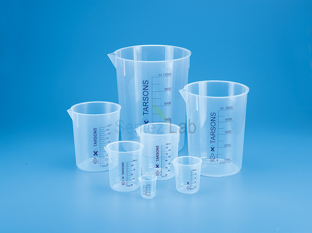Tarsons Beher Plastik PMP Şeffaf Mavi taksimatlı  100 mL  1 Adet