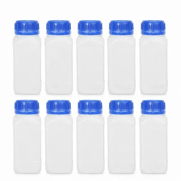 Plastik Kare Şişe 1000 ml – HDPE Numune Şişesi - 10 Adet