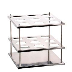 Tüp Standı, (kjeldahl) Paslanmaz 3 x 3 - Tube Rack - 9 Tüp Kapasiteli 44mm