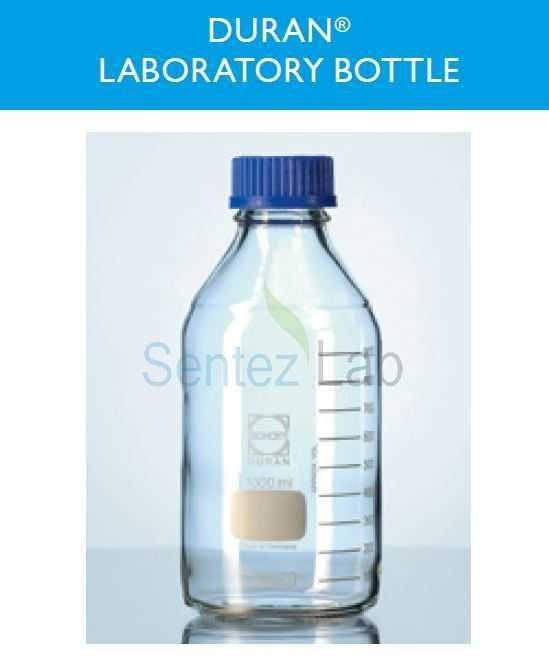 Lab. şişesi, vidalı mavi kapak, taksimatlı, 50 ml