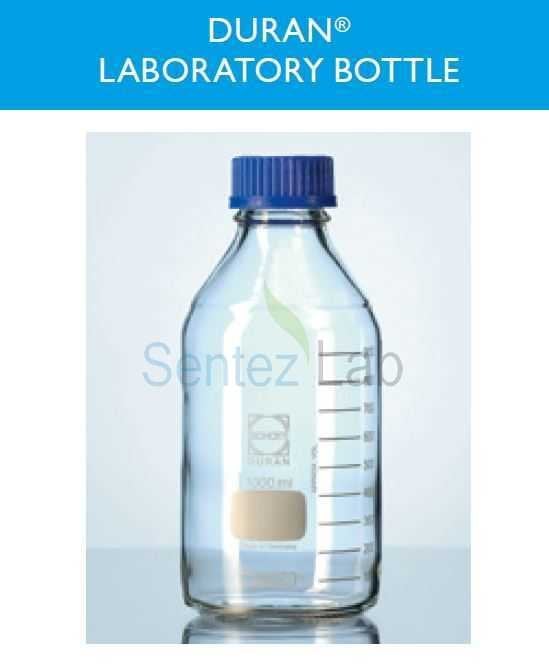 Lab. şişesi, vidalı mavi kapak, taksimatlı, 25 ml