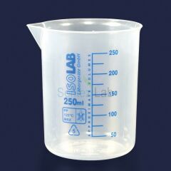 ISOLAB Beher - P.P - Kısa Form - Mavi Skala - 250 ml