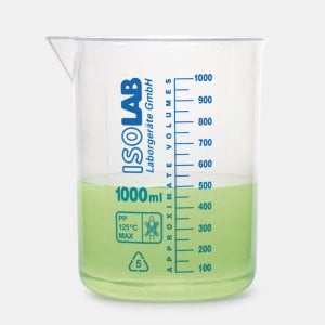ISOLAB Beher - P.P - Kısa Form - Mavi Skala - 500 ml