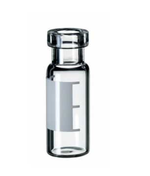 1,5 ml Kıvrım Boyunlu Vial ND-11 şeffaf cam etiketli ve dereceli 100 Adet