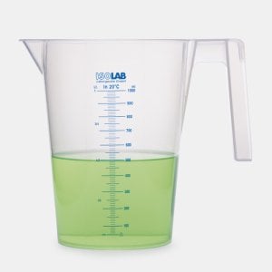 ISOLAB Beher Kulplu P.P Kısa Form Mavi Skala 1000 ml