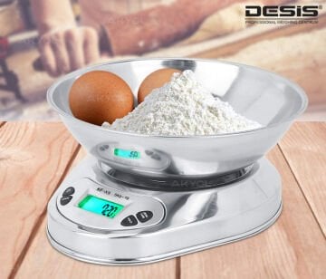 Desis KFS-S3 Paslanmaz Mutfak Terazisi 5 Kg 1 Gr