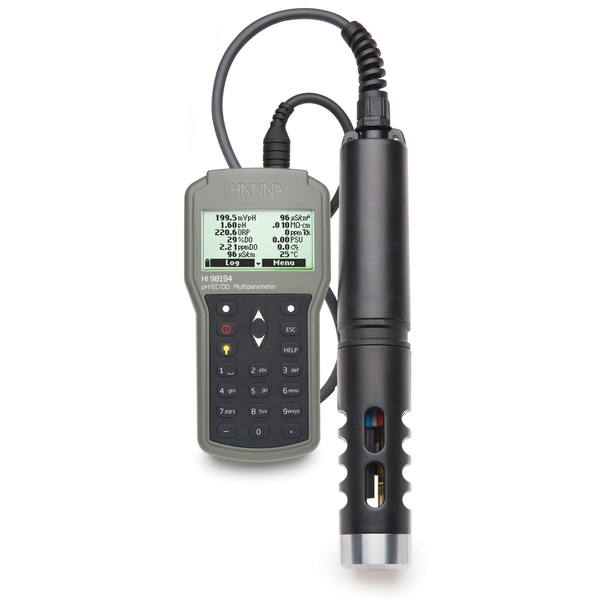 HANNA HI98194 Multiparametre Ölçer pH / ORP / EC / TDS / Tuzluluk / DO / Basınç / Sıcaklık Su Geçirmez Ölçüm Cihazı 4 m Kablo ile