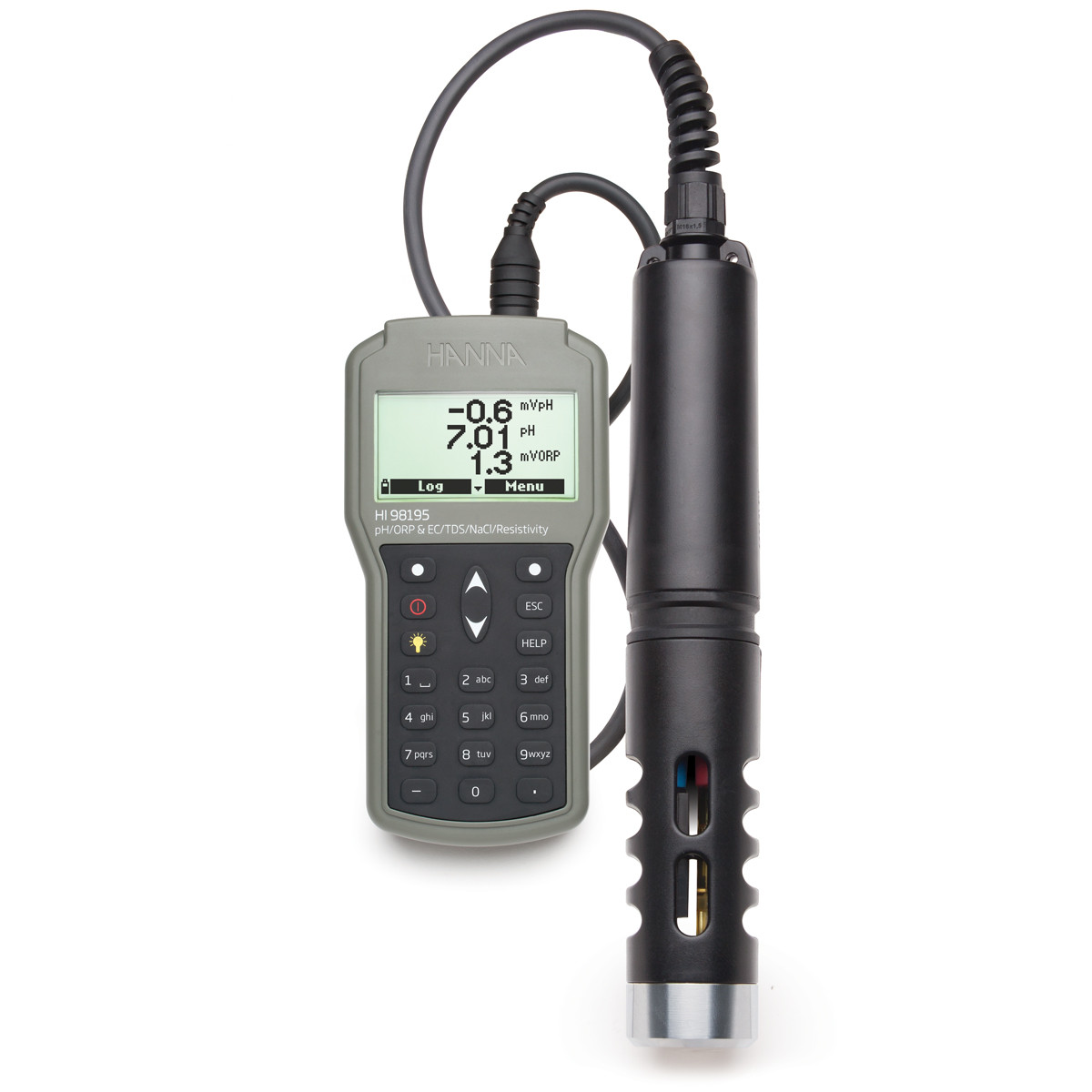 HANNA HI98195 Çok parametreli pH / ORP / EC / Basınç / Sıcaklık Su Geçirmez Ölçüm Cihazı 4 m Kablo ile
