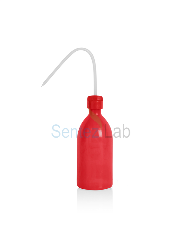 İSOLAB 062.05.05R piset - P.E - dar boyun - 500 ml - kırmızı