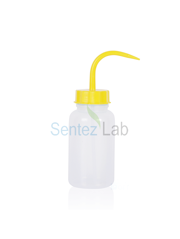 İSOLAB 062.09.05Y piset - geniş boyun - PE - 500 ml - sarı kapak