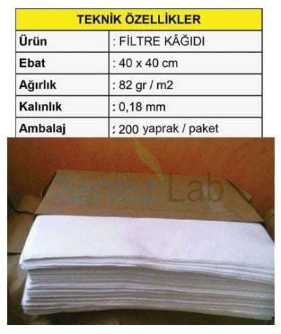 Achem Kaba Filtre Kağıdı Yaprak  40x40 cm  82 gr/m2  Kalınlık 0,18 mm 200 adet/paket
