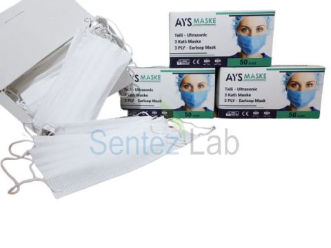 Cerrahi Maske 50 Adet - 3 Katlı Burun Telli Ultrasonik Maske