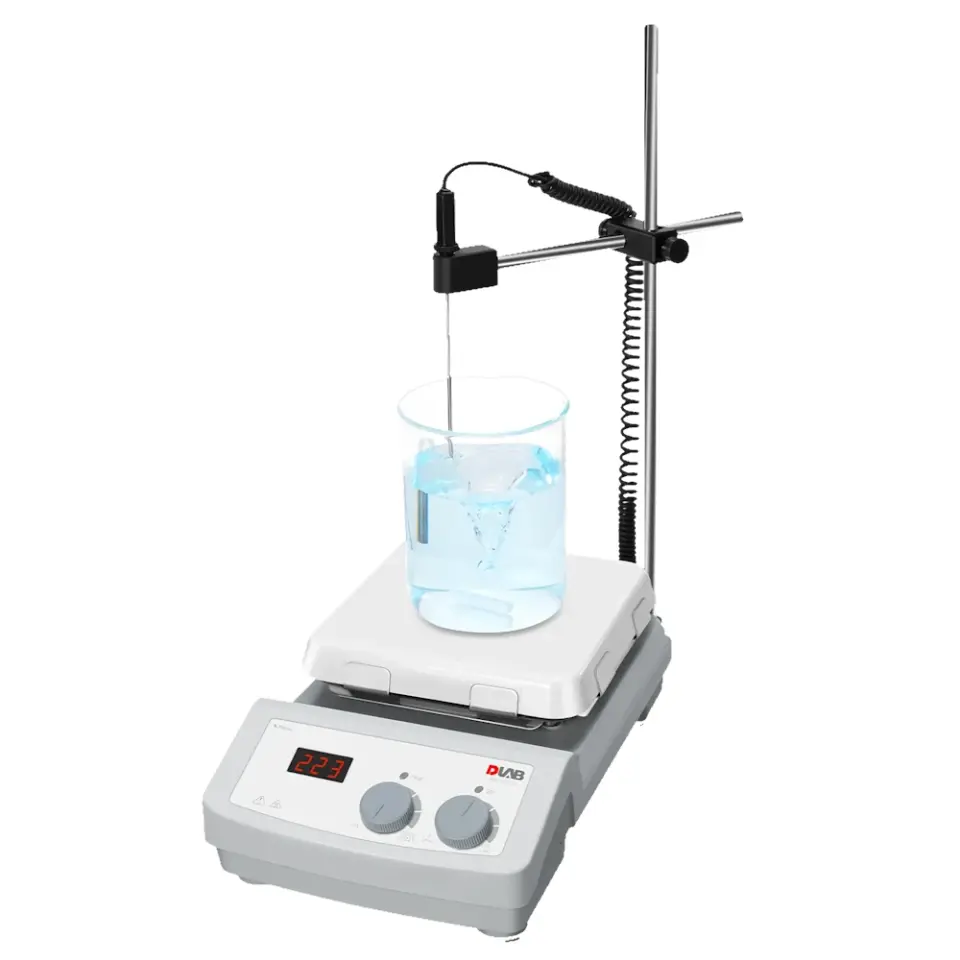 DLAB MS7-H550-S Isıtıcılı Manyetik Karıştırıcı 550°C, 7 İnç Tabla, Cam Seramik Tabla, PT1000A Sensör ve Destek Kelepçesi Dahil