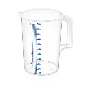 Senlab Kulplu Plastik Beher PP 5000 ml Mavi Taksimatlı