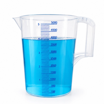 Senlab Kulplu Plastik Beher PP 5000 ml Mavi Taksimatlı