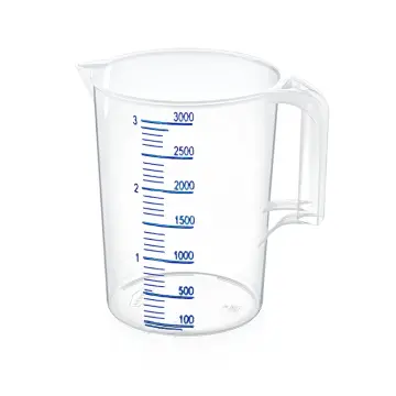 Senlab Kulplu Plastik Beher PP 3000 ml Mavi Taksimatlı