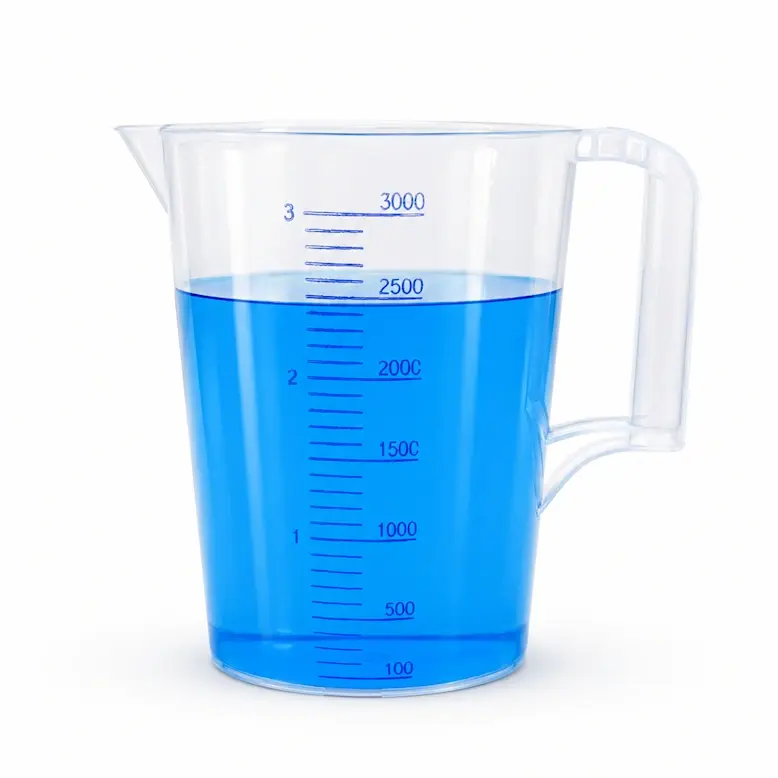 Senlab Kulplu Plastik Beher PP 3000 ml Mavi Taksimatlı