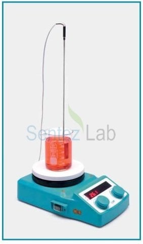 İSOLAB 613.01.001 karıştırıcı - manyetik - ısıtıcılı - 280 C - LED göstergeli