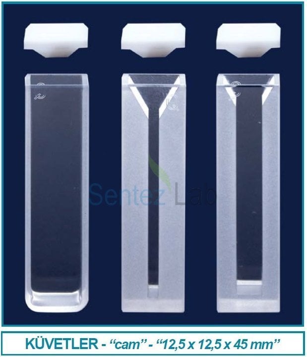 İSOLAB 098.01.001 spektrofotometre küveti - ES kuvars - makro - 12.5x12.5x45 mm - 3.5 ml