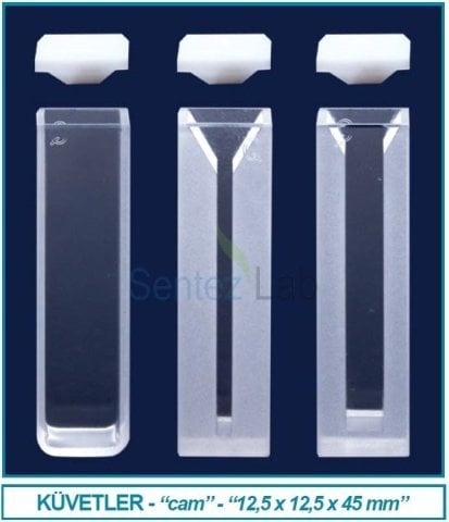 İSOLAB 098.01.001 spektrofotometre küveti - ES kuvars - makro - 12.5x12.5x45 mm - 3.5 ml