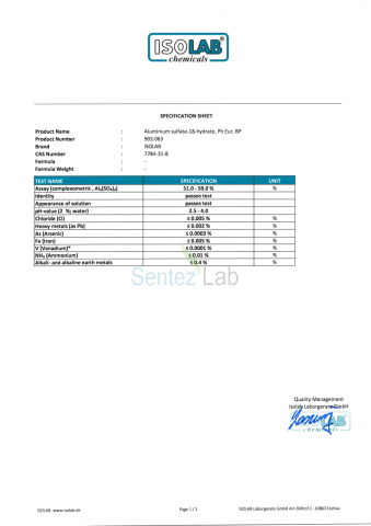 ALUMINIUM SULFATE-18 HYDRATE PH.EUR.,BP 7784-31-8 5000 gram