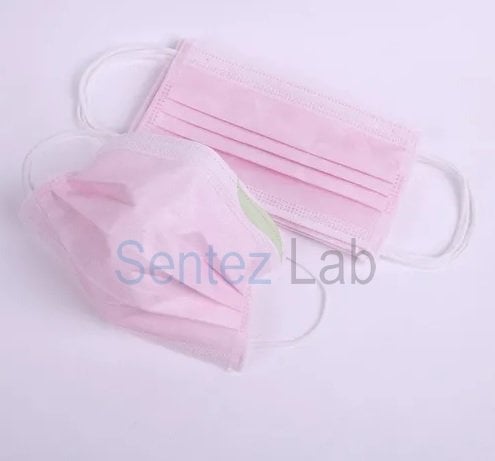 Cerrahi Maske 50 Adet - 3 Katlı Burun Telli Ultrasonik Maske Pembe