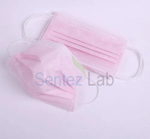 Cerrahi Maske 50 Adet - 3 Katlı Burun Telli Ultrasonik Maske Pembe