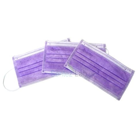 Cerrahi Maske 50 Adet - 3 Katlı Burun Telli Ultrasonik Maske Mor