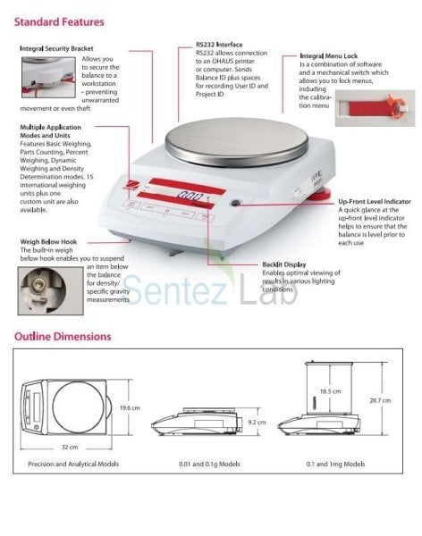 Analitik Terazi PA Pioneer Plus Serisi 220 gr Ohaus PA 224 C  PR224 OLARAK GÜNCELLENMİŞTİR