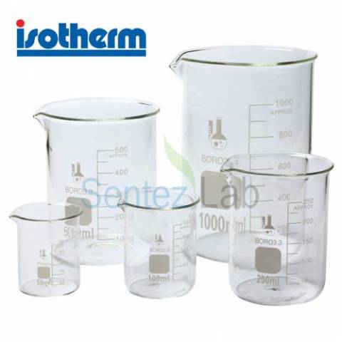 Isotherm Beher Cam Kısa Form — 50 ml – 5000 ml | Laboratuvar Cam Beher