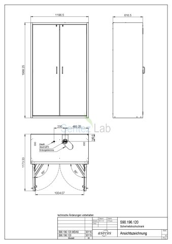 Asecos Kimyasal Saklama Dolabı (Safety storage cabinet S-CLASSIC-90 model S90.196.120 )