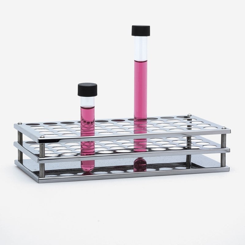 İSOLAB 079.02.003 tüp standı - paslanmaz çelik - 40 delik - 18 mm tüpler için