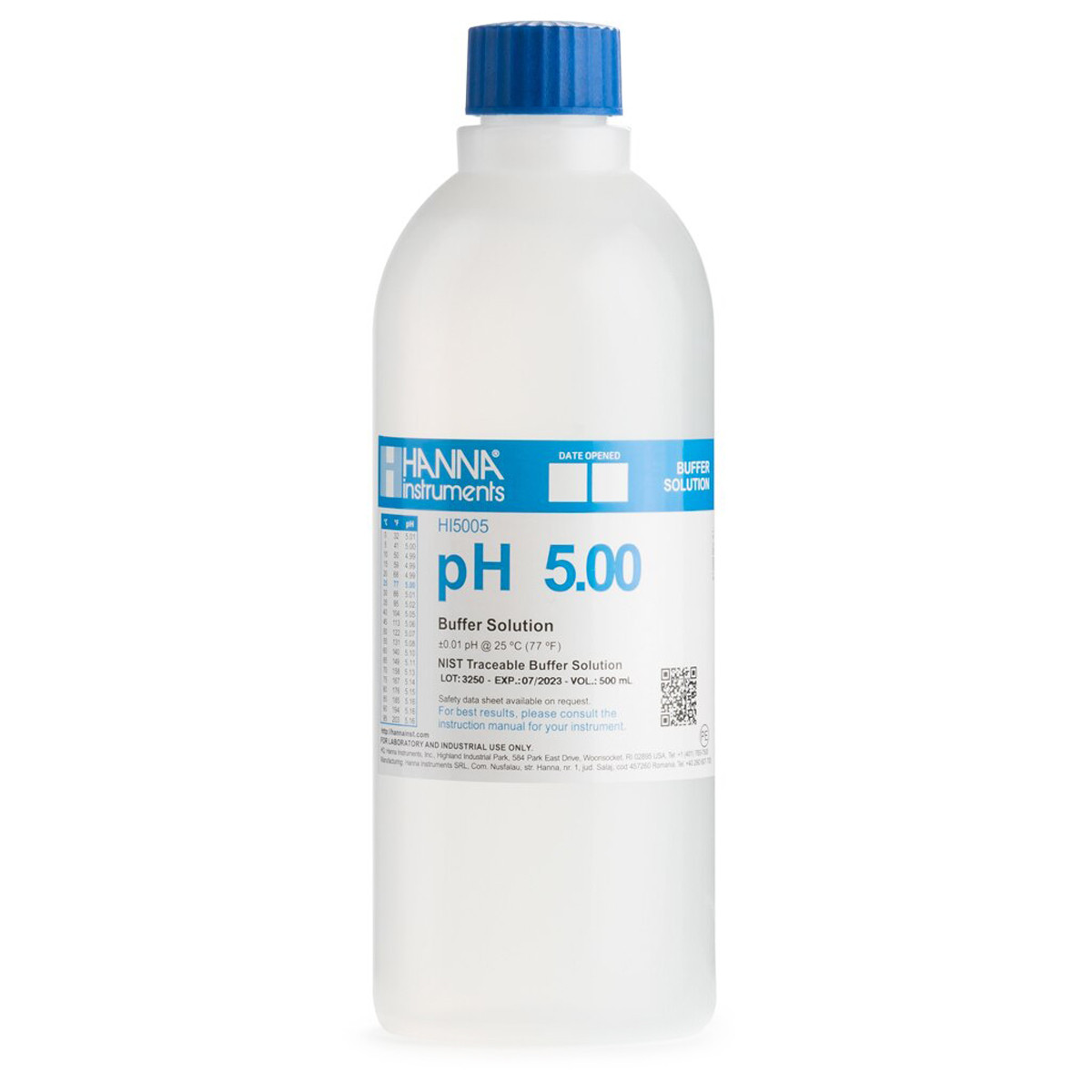 HANNA HI5005 pH 5.00 @ 25°C Technical Calibration Buffer, 500 mL