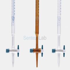 ISOLAB Büret - Düz - Şeffaf - Ptfe Musluklu - As Kalite - Grup Sertifikalı - Mavi Skala - 50 ml