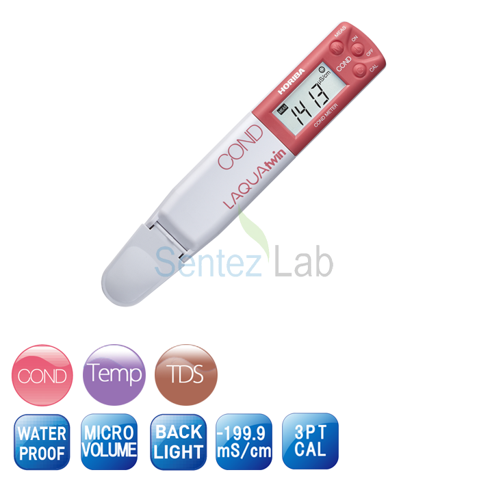 HORIBA LAQUAtwin EC-33 İletkenlik ve TDS ve Sıcaklık Ölçer 20.00... 199.99 mS/cm | 1000... 9990 ppm | 0... 50 °C