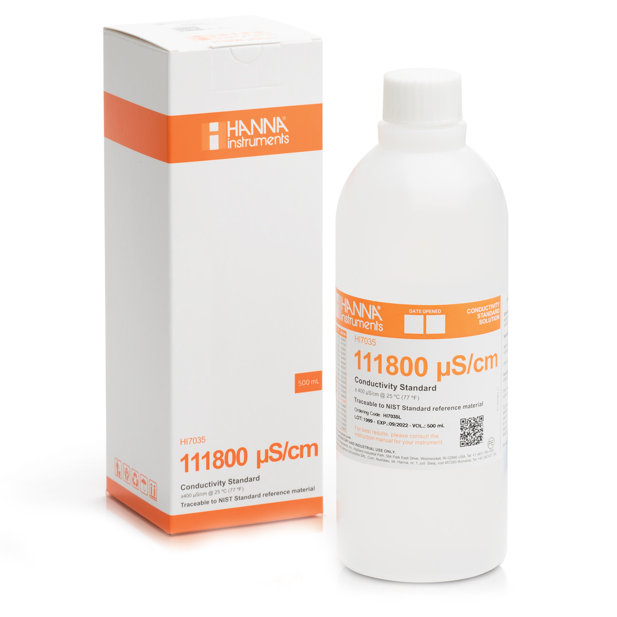 HANNA HI7035L 111800 µS/cm EC value @ 25°C, 500 mL bottle