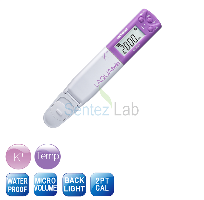 HORIBA LAQUAtwin Potassium Ion (K+) İyon Ölçer 4... 9900 ppm (mg/L) | (0.1... 250 mmol/L) / 2... 5000 kg/10a (soil/water ratio 1:5)