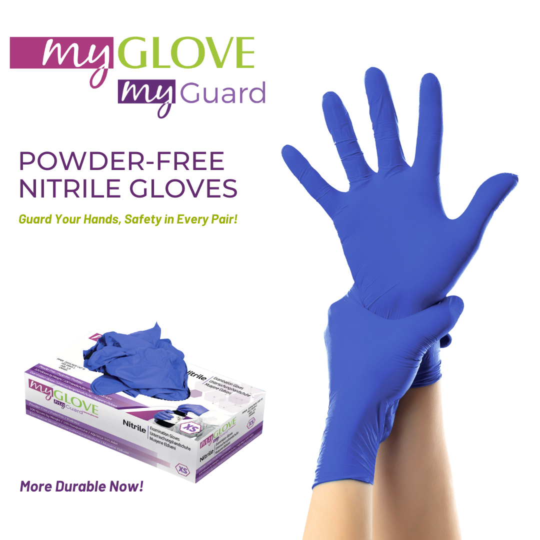MyGlove MyGuard Nitril Eldiven Medium (M) – Pudrasız, Mavi