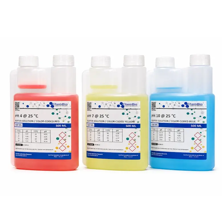 Chembio pH Tampon Çözeltisi Seti pH 4.00, 7.00 ve 10.00 (3 x 500 mL) - Twin Neck