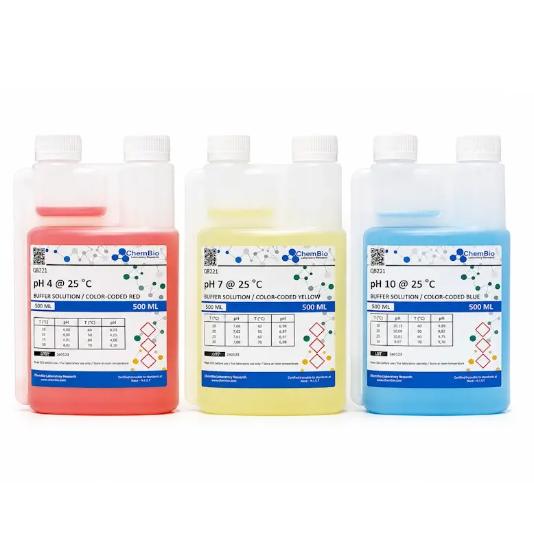 Chembio pH Tampon Çözeltisi Seti pH 4.00, 7.00 ve 10.00 (3 x 500 mL) - Twin Neck