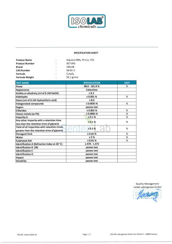 GLYCEROL ≥ 99 % PH.EUR,FCC 56-81-5 1000 ml