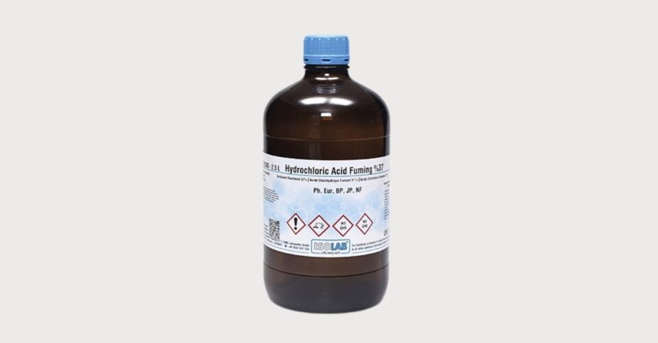 ISOLAB 932.103.2501 Hydrochloric acid fuming 37%, Ph Eur ,BP, JP, NF 2,5 L