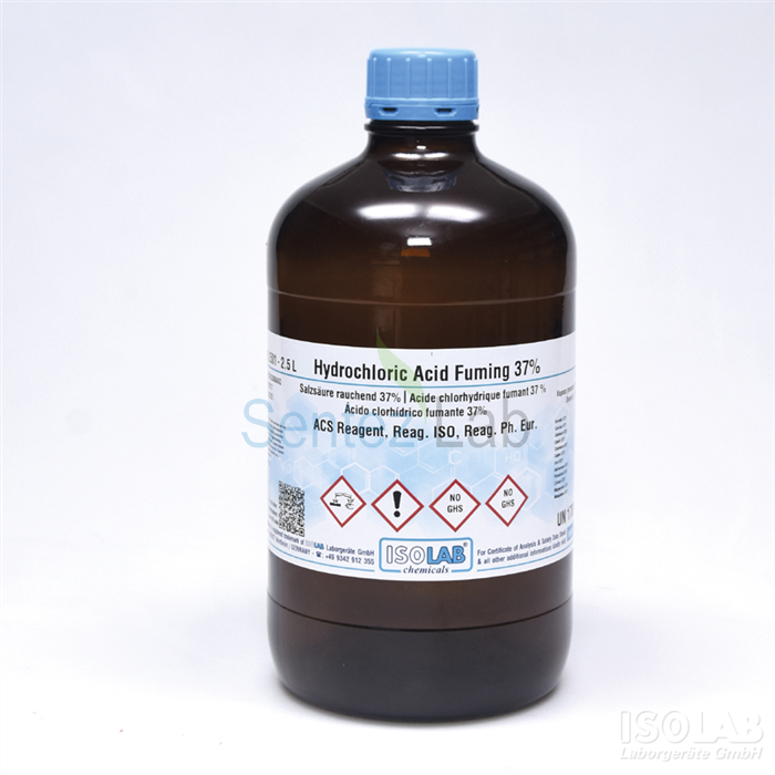 ISOLAB Hydrochloric Acid Fuming 37%, Acs Reagent, Reag. Iso, Reag. pH. Eur.  2,5 L Cam Şişe