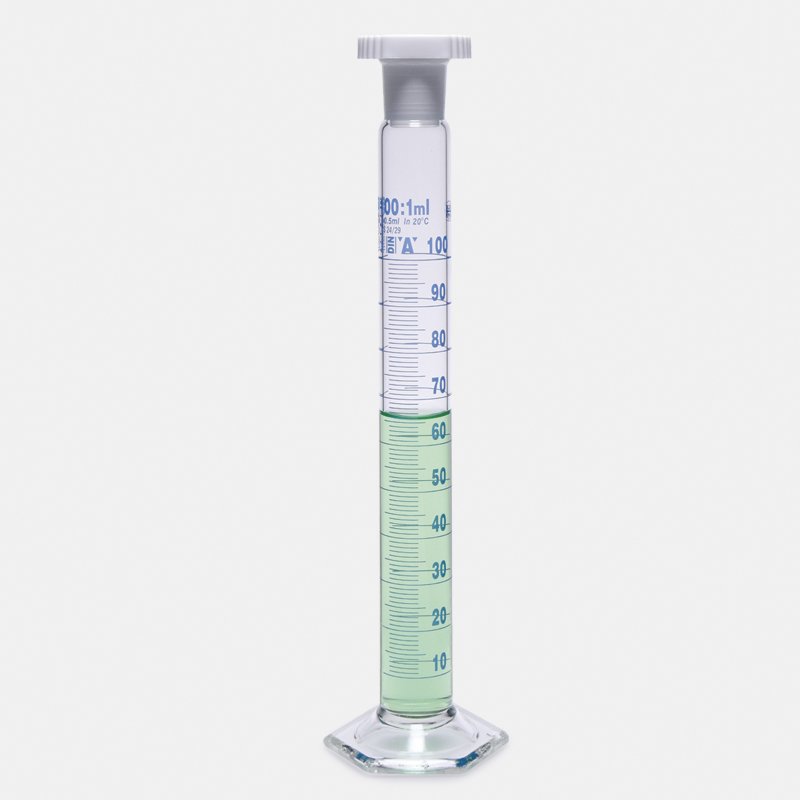 ISOLAB Mezür - Çalkalama - Hexagonal Cam Tabanlı - A Kalite - Grup Sertifikalı - Mavi Skala - 1000 ml