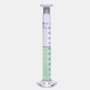 ISOLAB Mezür - Çalkalama - Hexagonal Cam Tabanlı - A Kalite - Grup Sertifikalı - Mavi Skala - 50 ml