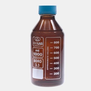 İSOLAB 061.02.901 şişe - borosilikat cam - amber - vidalı kapaklı - 1000 ml