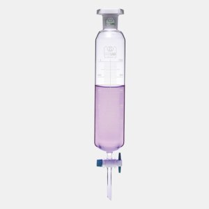 İSOLAB 031.06.901 ayırma hunisi - cam - silindirik - dereceli - PTFE musluklu - 1000 ml