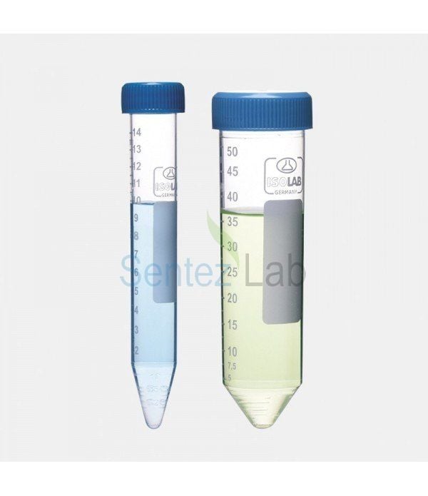 İSOLAB 078.02.004 tüp - santrfüj - P.P - vidalı kapaklı - 50 ml - DNA/RNA free - gamma steril - tekli ambalaj (50 adet)